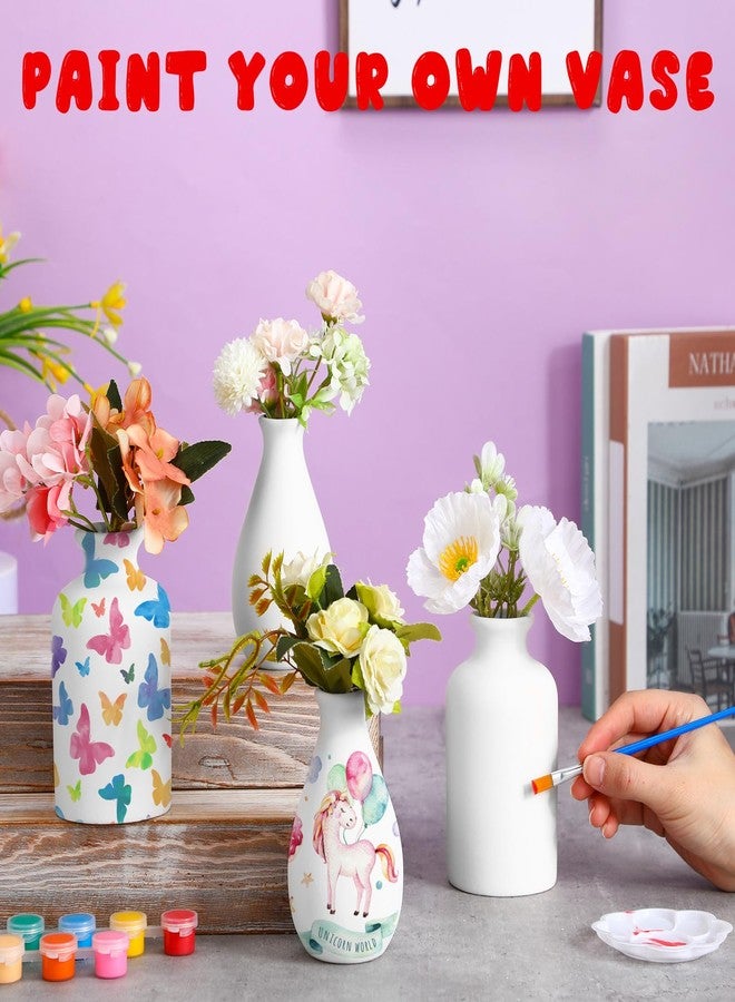 Singhoow 4 Set Paint Your Own Porcelain Paint Vase Art Project White Ceramic Painting Kit for Adults Porcelain Vase Decorating Kit with Christmas Holiday Supplies DIY(Charming) - Image 5